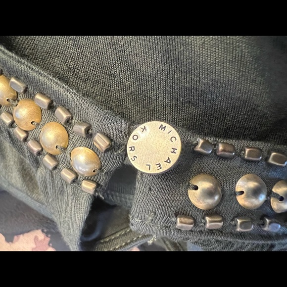 Michael Kors NWT - beaded gold top; size large; rich olive color; racerback - Picture 3 of 10